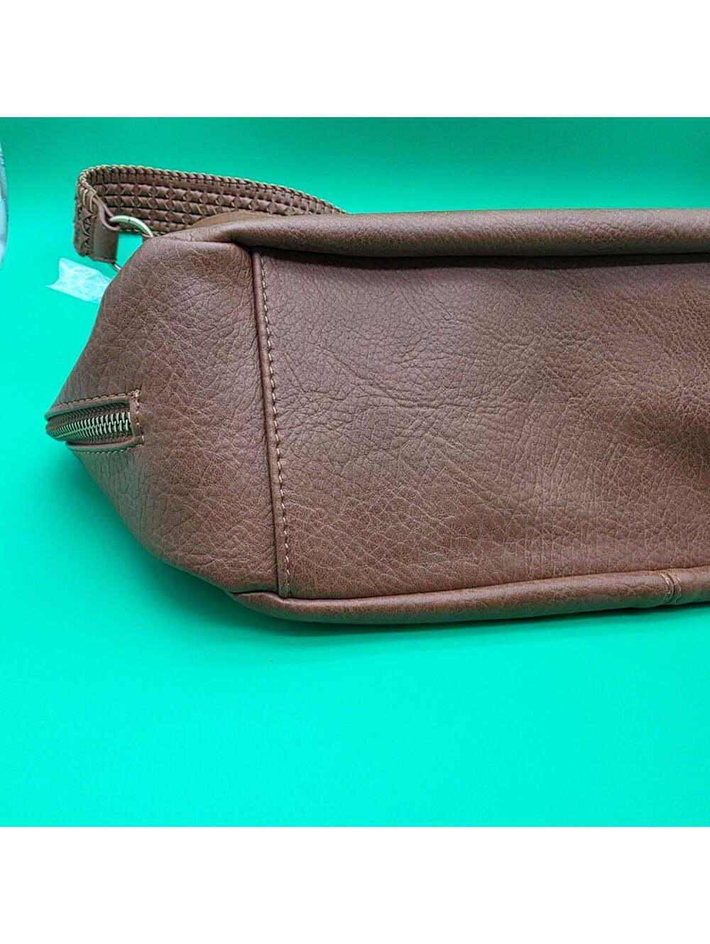 Sasha + Sofi Ravenna Tan Vegan Leather Hobo Shoulder Bag Braided Strap NWOT - Picture 7 of 10